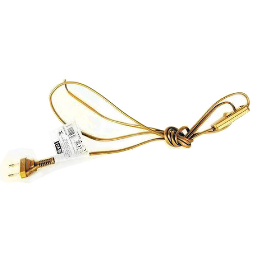 Шнур для светильников 2х0,75мм 1,9м золот. с плоской вилкой и выключателем Zamel