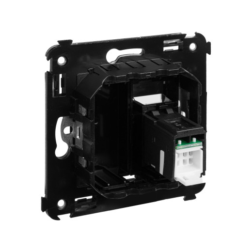 Компьютерная розетка RJ-45 в стену, кат.5e одинарная, Avanti, черный квадрат