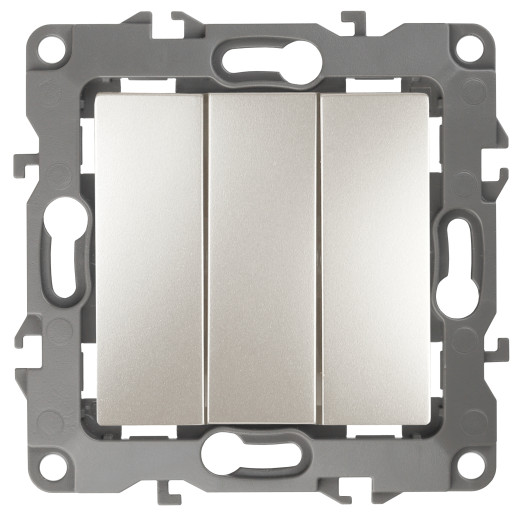 12-1107-15 ЭРА Выключатель тройной, 10АХ-250В, IP20, Эра12, перламутр (10/100/2500)