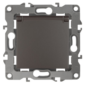 ЭРА Розетка Серия 12 12-2103-13 2P+E Schuko со шторками с крышкой 16A-250В IP20 бронза