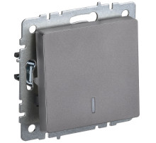 IEK BRITE BASE Сталь Выключ. 1-кл с индик 10А ВС10-1-1-БрС