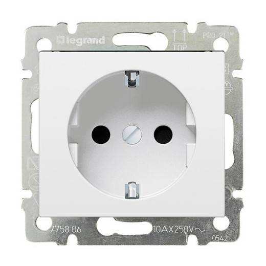 Розетка с заземлением - Legrand Valena - без шторок 16А 250В винтовые зажимы - белый