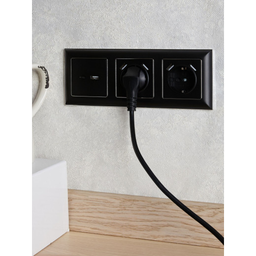 BRITE Роз. с з/к/ш 16А с USB A+A 3,1А РЮш10-2-БрЧ черн. IEK