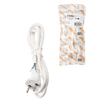 TDM Шнур сетевой с вилкой ПВС 2x0,75мм2 1,5м б/з белый