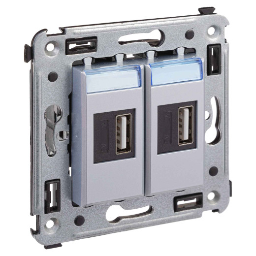 USB зарядное устройство в стену 2.1 А, Avanti, закаленная сталь