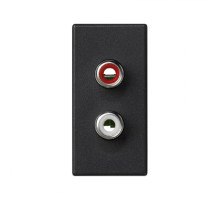 Simon Connect Графит Плата с 2-мя разъёмами RCA (чёрный, красный), винты, 22,5х45мм