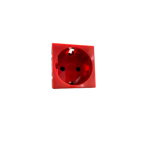 Розетка электрическая 2К+З со шторками, с безвинтовым зажимом (красный)