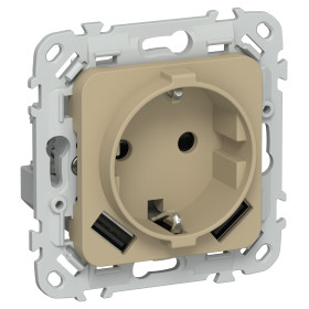 FLITE Роз.с з/к/ш 16А USB AA 3,1А б/к РСЮша11-1-ФлХ хак. IEK