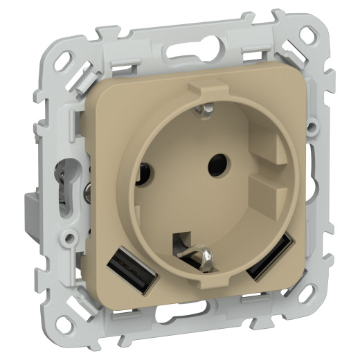 FLITE Роз.с з/к/ш 16А USB AA 3,1А б/к РСЮша11-1-ФлХ хак. IEK