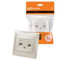 TDM Розетка телефонная RJ11 + компьютерная RJ45 перламутр 