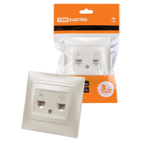 TDM Розетка телефонная RJ11 + компьютерная RJ45 перламутр 