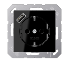 JUNG Розетка SCHUKO® с USB-зарядным устройством, тип А термопласт черный