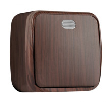 EKF Basic Минск Темное дерево Выключатель 1-кл с индикатором, 10А, ОП.