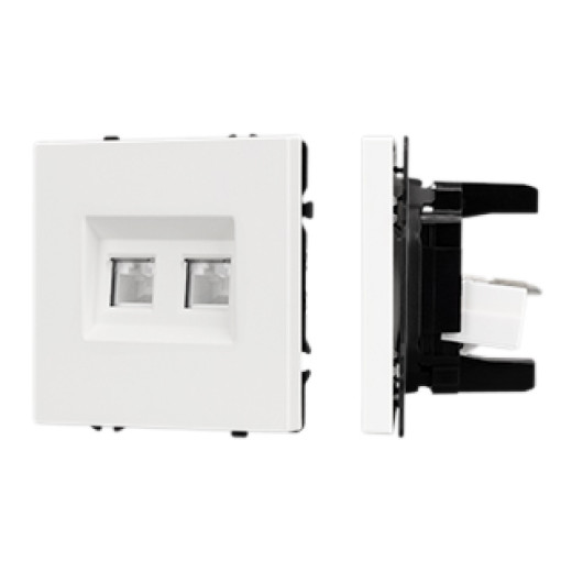 Механизм сдвоенной компьютерной розетки SCT-NOBE-MPC2-SFPL-WH (RJ-45, CAT6) (Arlight, Белый кварц)