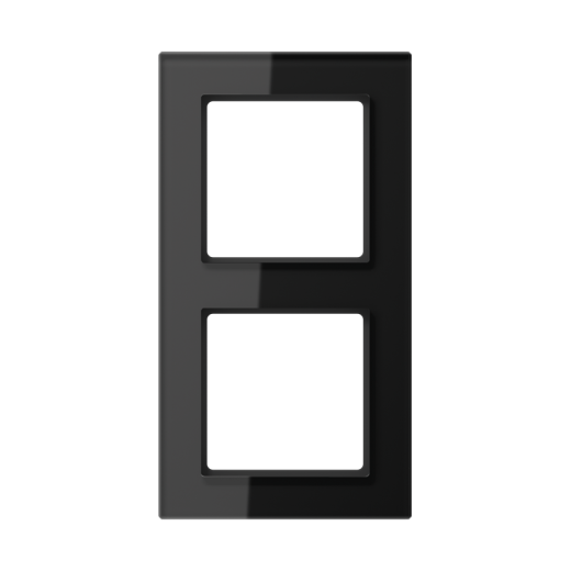 Рамка для вертикальной и горизонтальной установки, 2 поста, стекло, черный, A CREATION