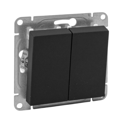 Механизм выключателя, двухклавишный, чёрный Эпика EKF