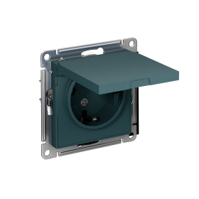 Systeme Electric AtlasDesign Изумруд Розетка с/з, со шторками, с крышкой, 16А, механизм
