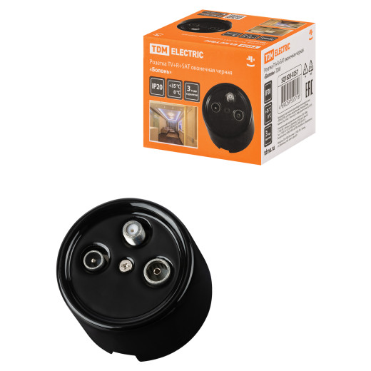 Розетка TV+R+ SAT оконечная черная «Болонь» TDM