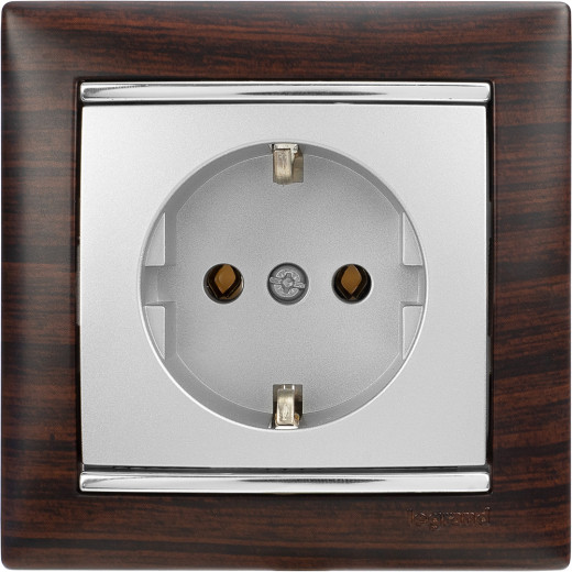 Розетка с заземлением - Legrand Valena - без шторок 16А 250В винтовые зажимы - алюминий