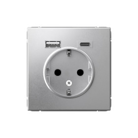 Systeme Electric ArtGallery Алюминий Розетка 16А с 2 USB A+C, 5В/2,4А/3,0А, 2х5В/1,5А, механизм