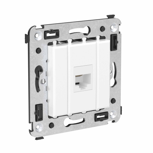 Телефонная розетка RJ-12 без шторки в стену одинарная, Avanti, белое облако