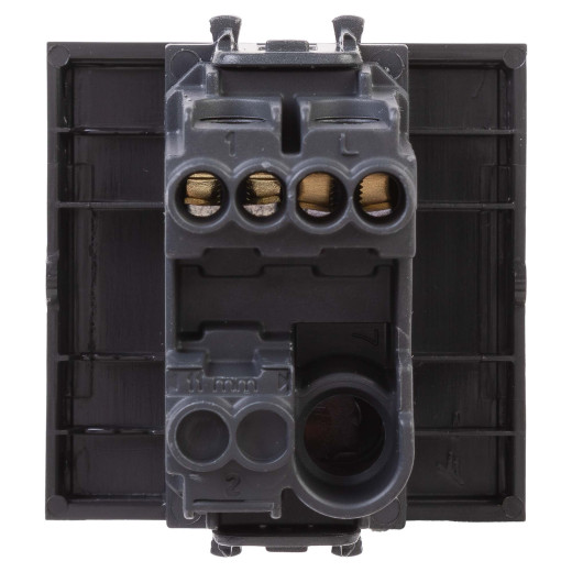 Выключатель одноклавишный модульный, Avanti, черный матовый, 2 модуля