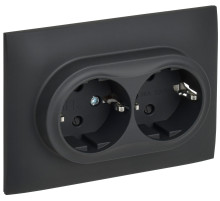 IEK SKANDY Графит Розетка 2-ая с/з с защитными шторками 16А в сборе SK-R07G