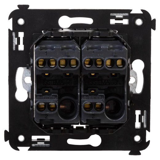 Переключатель двухклавишный в стену, Avanti, закаленная сталь