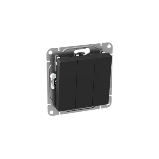 Механизм выключателя, трёхклавишный, чёрный Эпика EKF