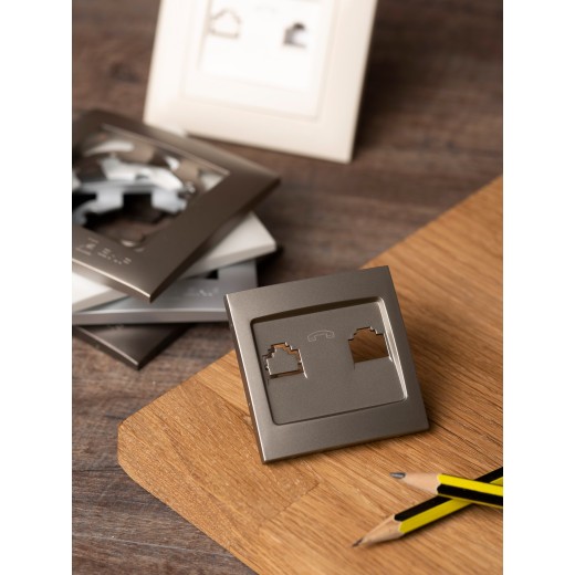 Валенсия лицевая панель розетки Phone 1-местная кашемир EKF PROxima