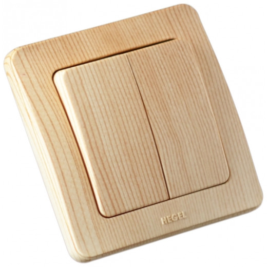 ВС16-351-02 Выключатель скрытой установки, двухклавишный, цвет сосна