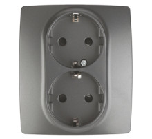 ЭРА Розетка Серия 12 12-2104-12 2X2P+E Schuko со шторками 16A-250В IP20 графит