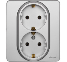 Legrand/Daccord INSPIRIA Алюминий Розетка 2 x 2К+З - немецкий стандарт - 16 А - 250 В.