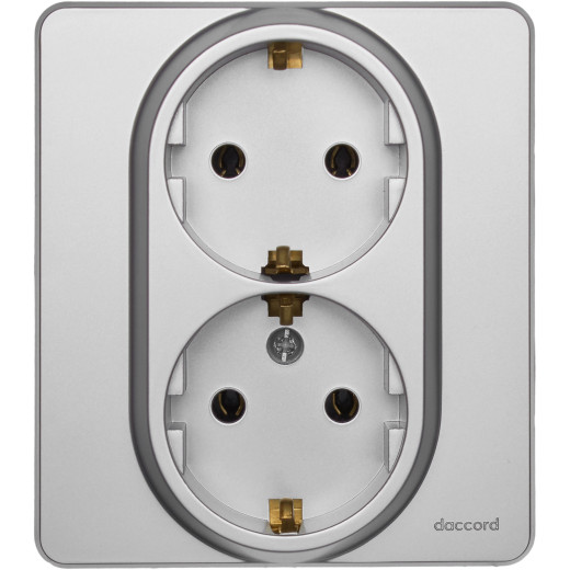 Розетка двойная с заземлением - Legrand/Daccord Inspiria - без шторок в сборе 16А 250В винтовые зажимы - алюминий