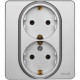 Розетка двойная с заземлением - Legrand/Daccord Inspiria - без шторок в сборе 16А 250В винтовые зажимы - алюминий