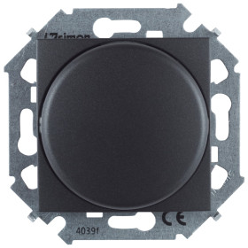 Simon 15 Графит Светорегулятор поворотно-нажимной, электронный, проходной, 500Вт 230В, винт. зажим