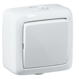 Hegel Альфа наруж Белый ВА10-211 Выключатель 1-клавишный, брызгозащищенный