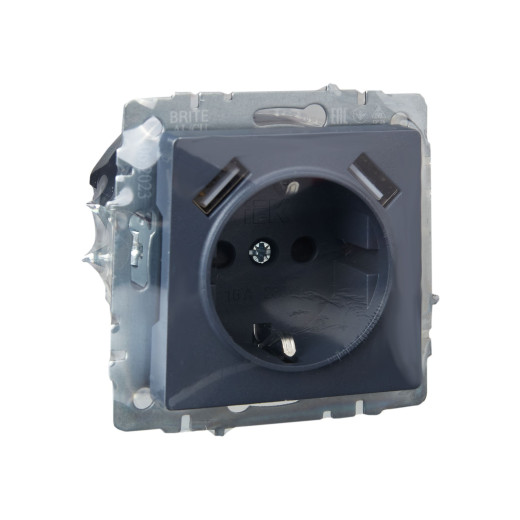 BRITE Роз. с з/к/ш 16А с USB A+A 2,1А РЮш10-1-БрМ мар. IEK