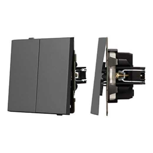 Механизм выключателя двухклавишный проходной SWT-TENDO-MKP2-SFPL-GR (230V, 10A) (Arlight, Матовый графитовый)