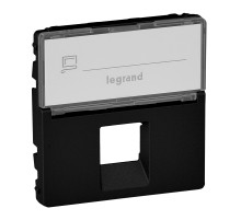 Legrand Valena LIFE Black. Лицевая панель для одиночных розеток телефонных/информационных с держателем маркировки. Антрацит..
