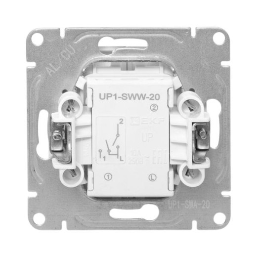 Механизм выключателя, двухклавишный, алюминий Эпика EKF