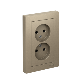 Systeme Electric AtlasDesign Шампань Розетка б/з двойная, 16А, в сборе
