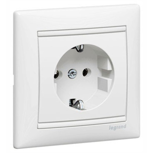 Розетка с заземлением - Legrand Valena - с лицевой панелью и рамкой в сборе 16А 250В винтовые зажимы - белый