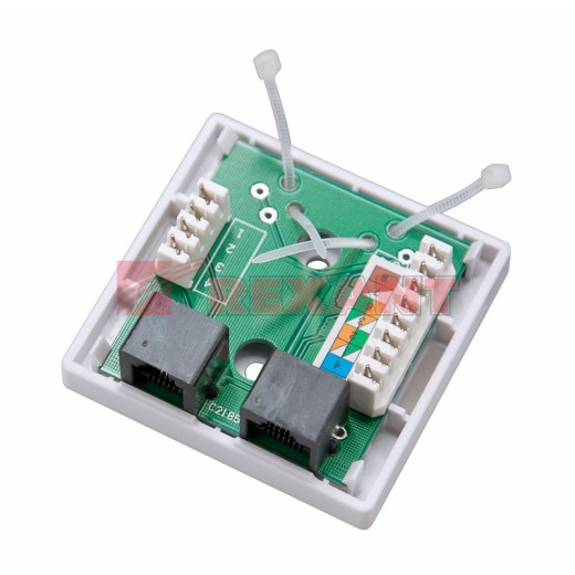 REXANT Розетка комбинированная внешняя, RJ-45-8P-8C  + RJ-11-6P-4C , UTP неэкранированная