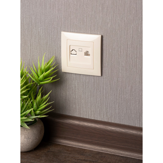 Валенсия розетка компьютерная RJ-45 1-местная кремовая EKF PROxima