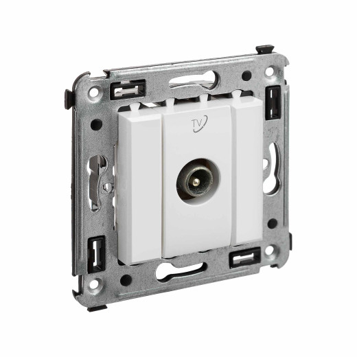 Розетка TV проходная в стену, Avanti, белое облако