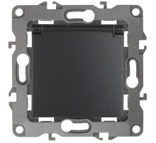 ЭРА Розетка Серия 12 12-2103-05 с заземлением 2P+E Schuko со шторками с крышкой 16A-250В IP20 антрацит