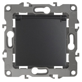 ЭРА Розетка Серия 12 12-2103-05 с заземлением 2P+E Schuko со шторками с крышкой 16A-250В IP20 антрацит