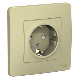 Systeme Electric Blanca внутр Беж Розетка с/з со шторками, 16А, 250В