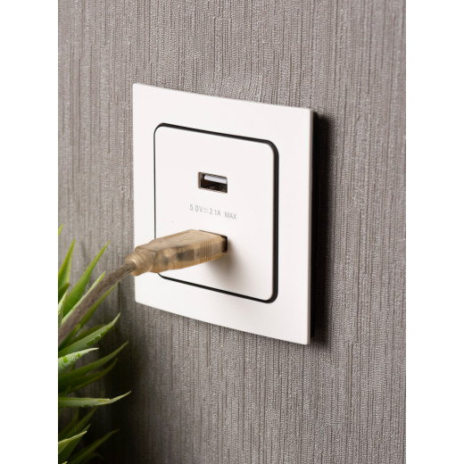 Стокгольм Механизм Розетки USB 2-местной 2,1А винтовые клеммы белый EKF PROxima